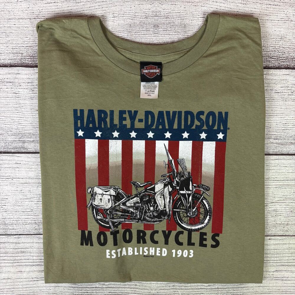 2023 Harley Davidson Motorcycles American Flag Graphic T-shirt